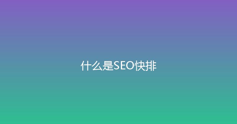 什么是SEO快排 封面图