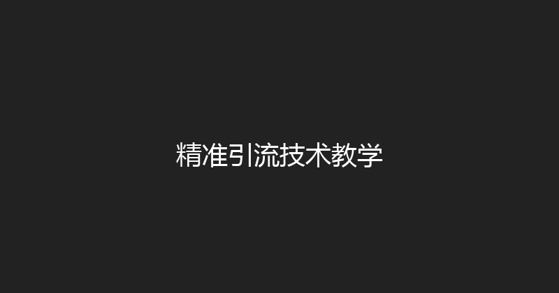 精准引流技术教学 封面图