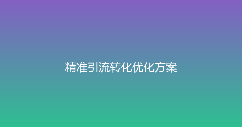 精准引流转化优化方案 封面图